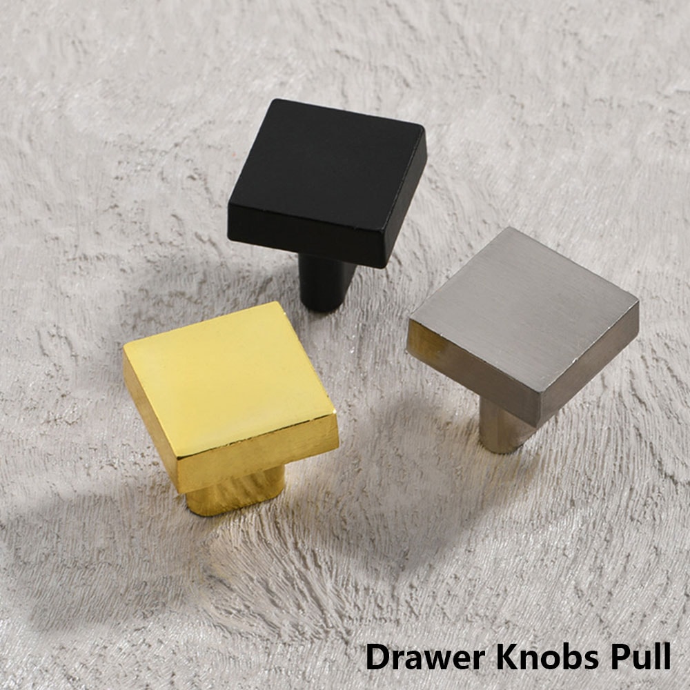 Square Cabinet Knobs Zinc Alloy Single Hole Modern Drawer Pulls 2