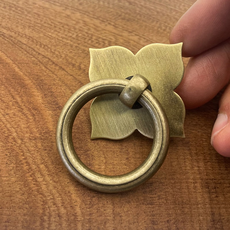 Antique Brass Leaf Cabinet Handle Vintage Drawer Pull Knob