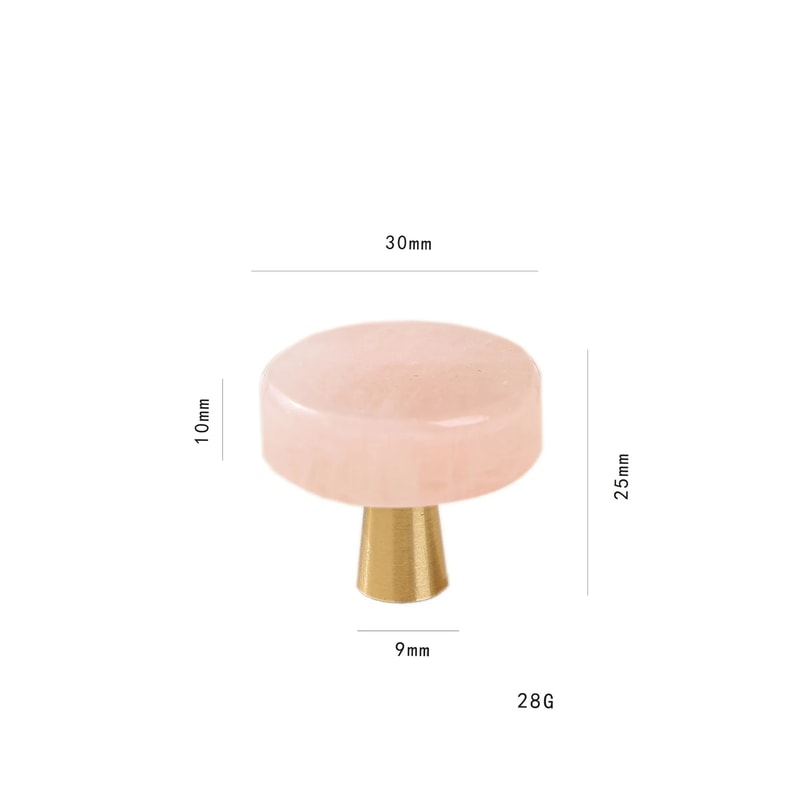 Marble Cabinet Knob White Stone Brass Drawer Pull 7