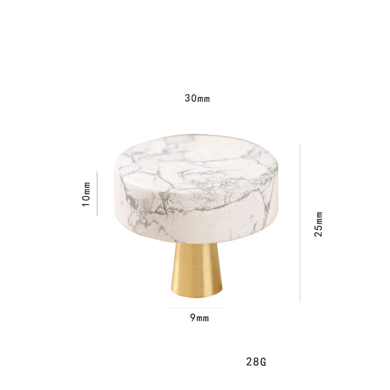 Marble Cabinet Knob White Stone Brass Drawer Pull 5