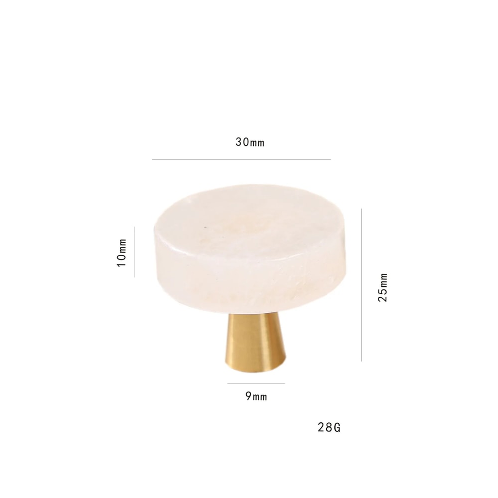 Marble Cabinet Knob White Stone Brass Drawer Pull 6