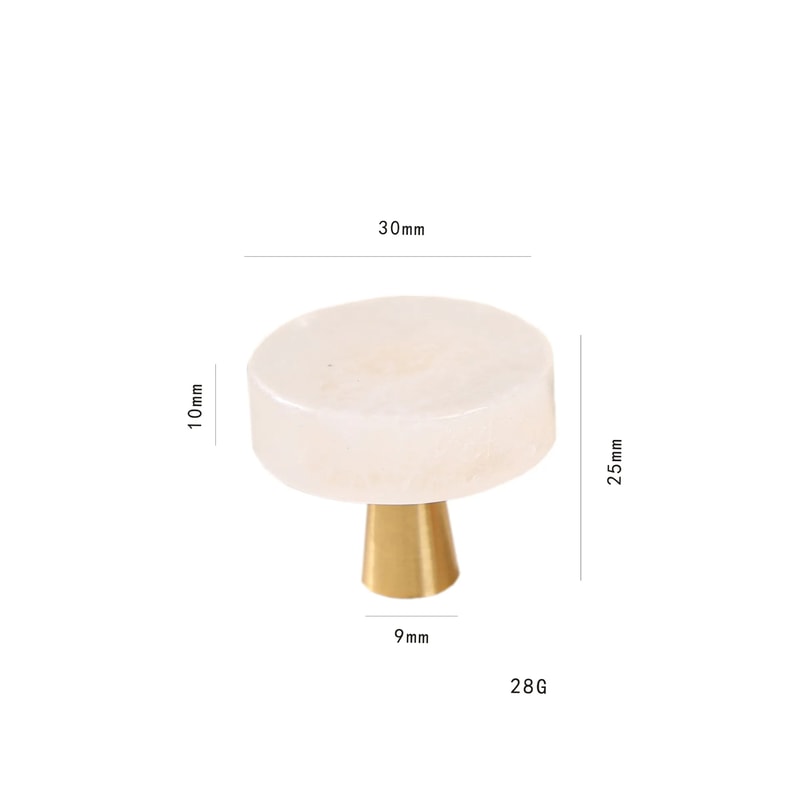 Marble Cabinet Knob White Stone Brass Drawer Pull 6