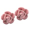Pink Rose Ceramic Cabinet Knobs Set with Gold Accent