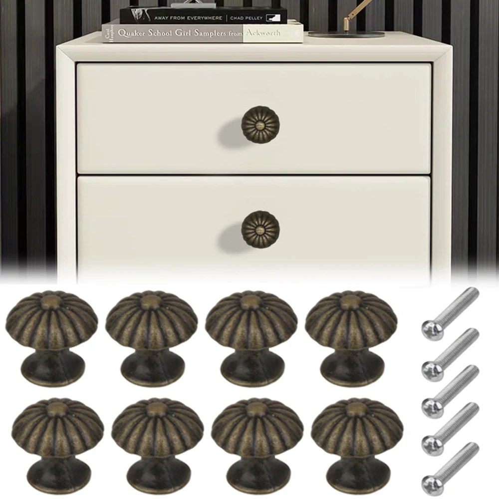 Vintage Wooden Drawer Handles Set Antique Cabinet Knobs for Furniture Upgrade