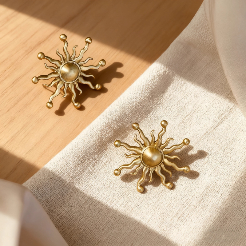 Sunburst Brass Cabinet Knob for Drawers and Wardrobes