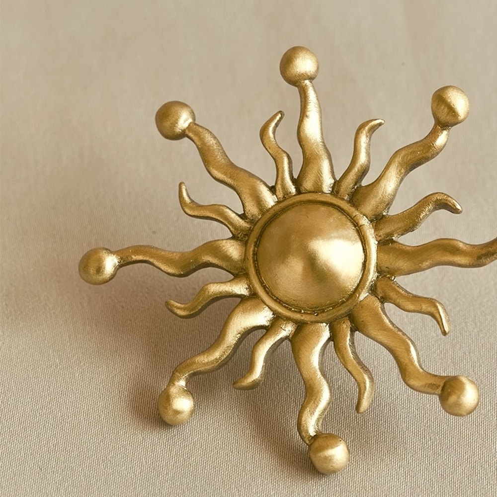Sunburst Brass Cabinet Knob for Drawers and Wardrobes