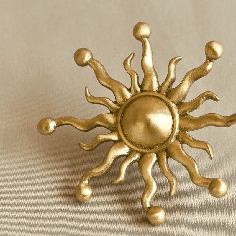 Sunburst Brass Cabinet Knob for Drawers and Wardrobes