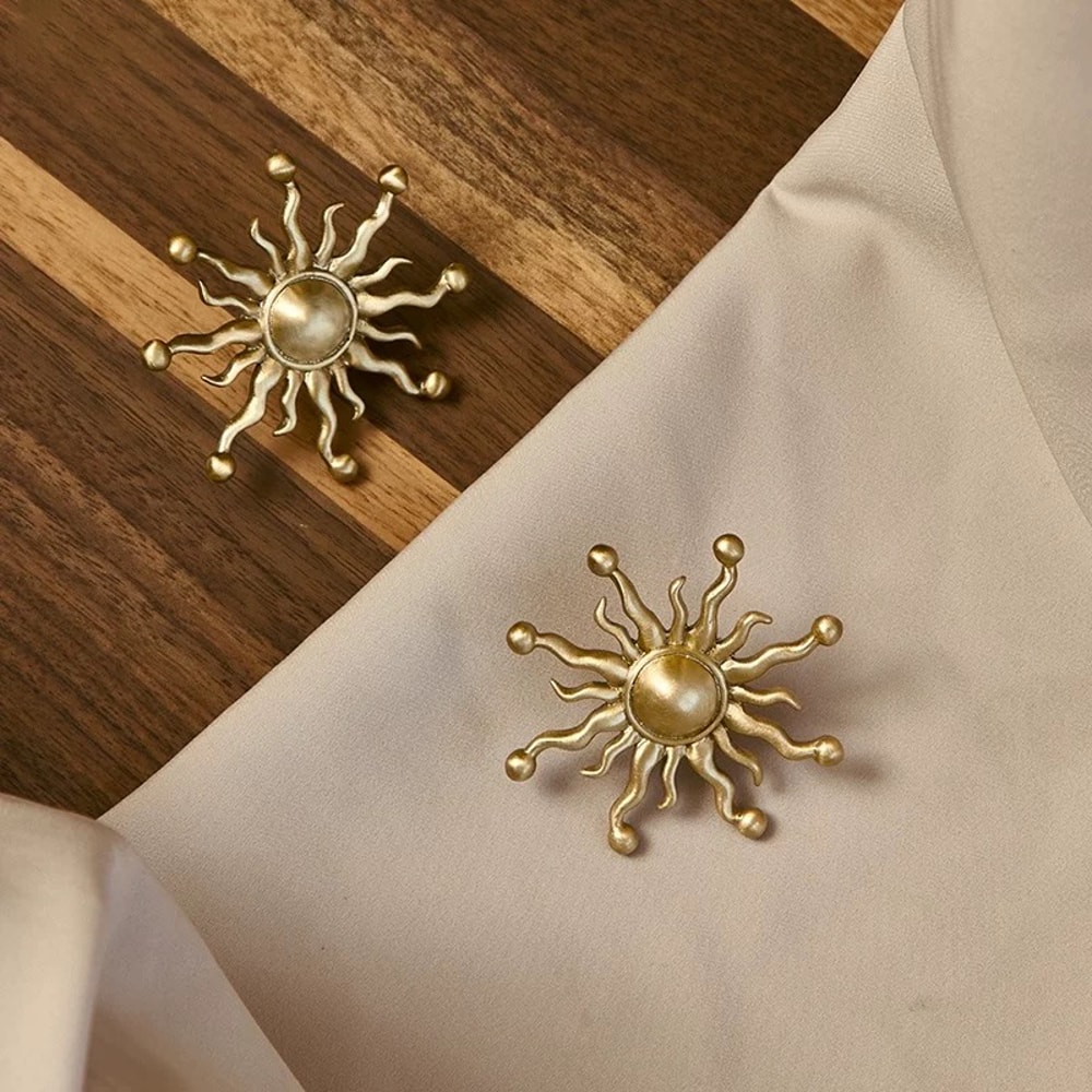 Sunburst Brass Cabinet Knob for Drawers and Wardrobes