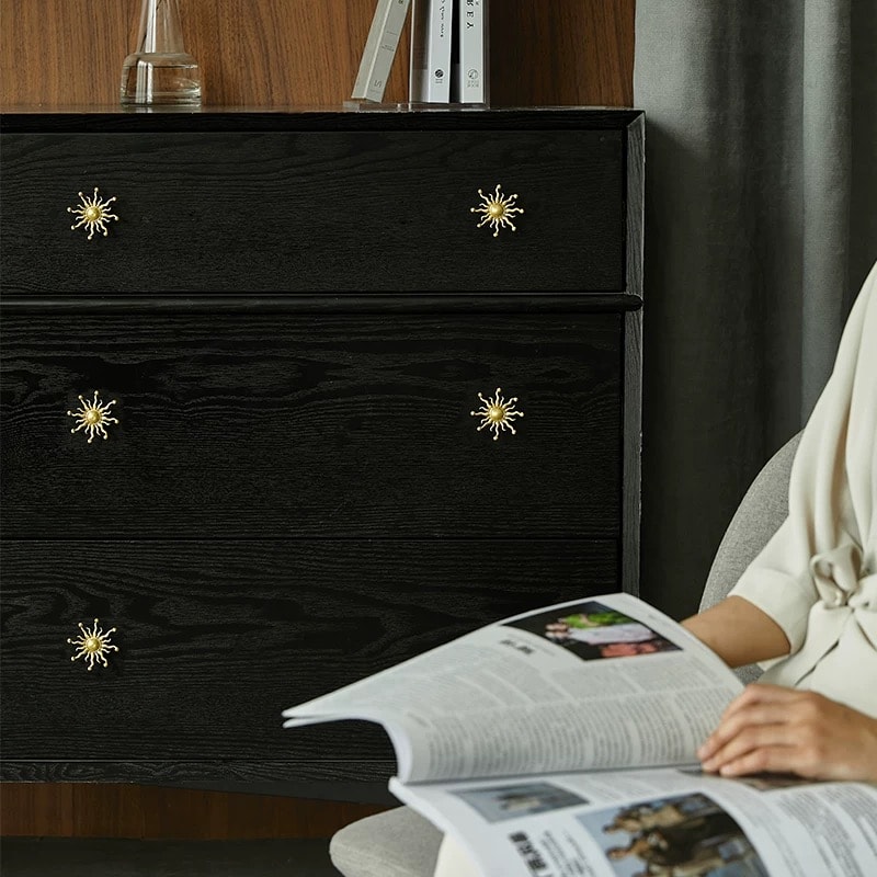 Sunburst Brass Cabinet Knob for Drawers and Wardrobes