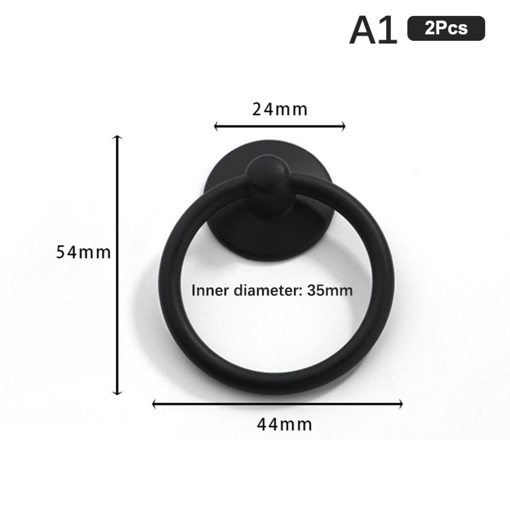 Vintage Ring Pull Cabinet Drawer Knobs Set Antique Brass Jewelry Box Handles 6