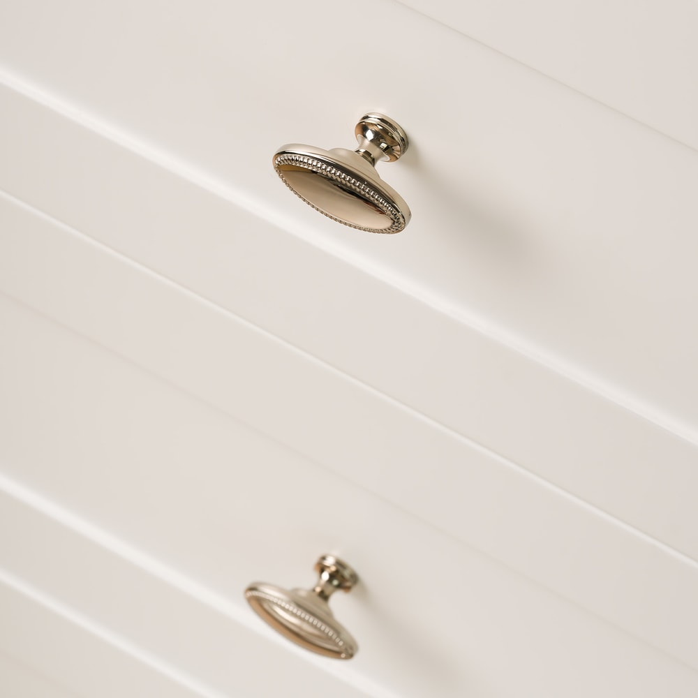 Bright Nickel Oval Brass Cabinet Knob with Beaded Edge