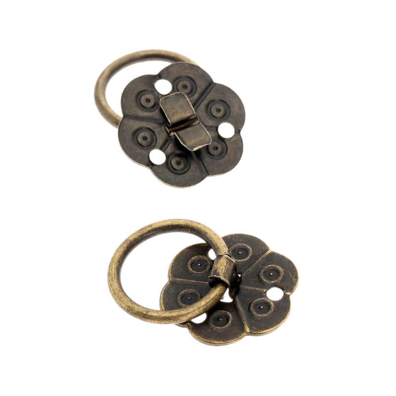 Antique Brass Drawer Ring Pull Set with Screws for Cabinets Dressers and Wooden Boxes