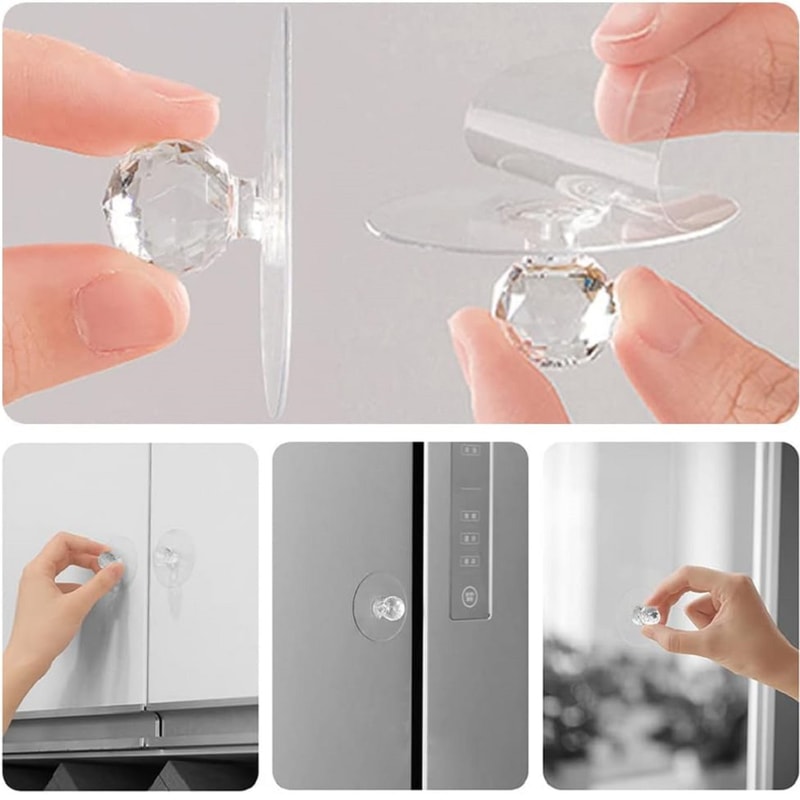 Crystal Clear Self Adhesive Cabinet Knobs For Drawers Closets And Glass Doors 0