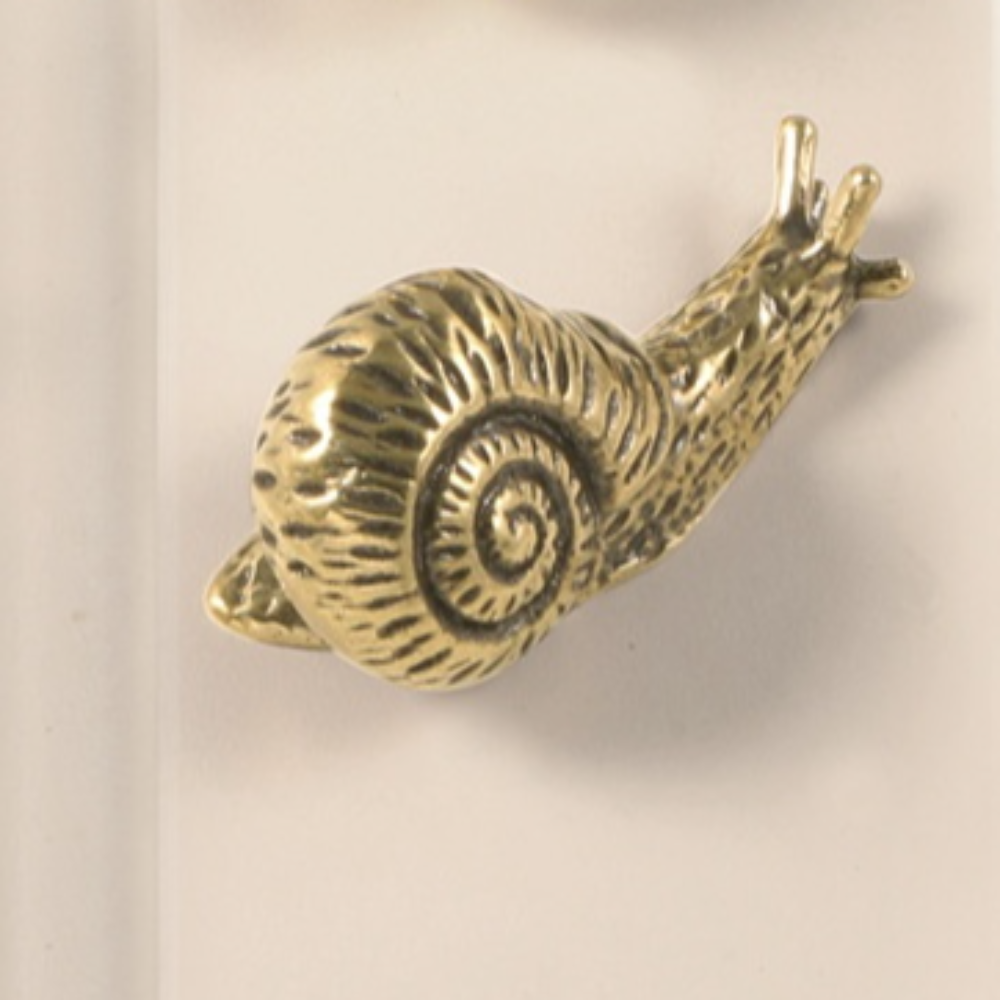 Vintage Brass Snail Cabinet Knob Gold Animal Drawer Pull