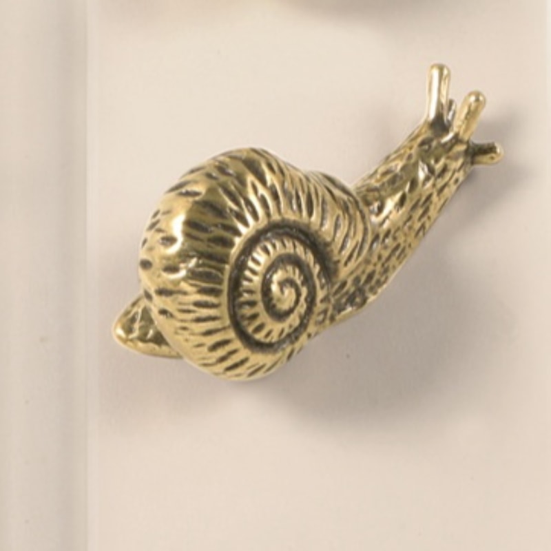 Vintage Brass Snail Cabinet Knob Gold Animal Drawer Pull