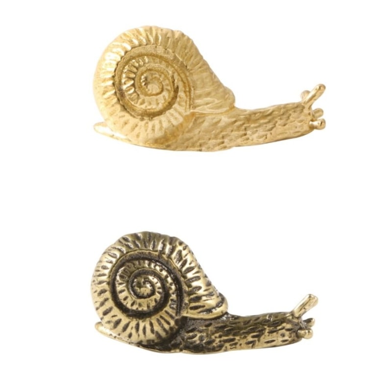 Vintage Brass Snail Cabinet Knob Gold Animal Drawer Pull