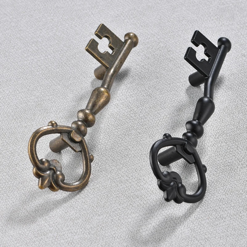 Vintage Key Cabinet Pulls Antique Bronze Drawer Handles 3
