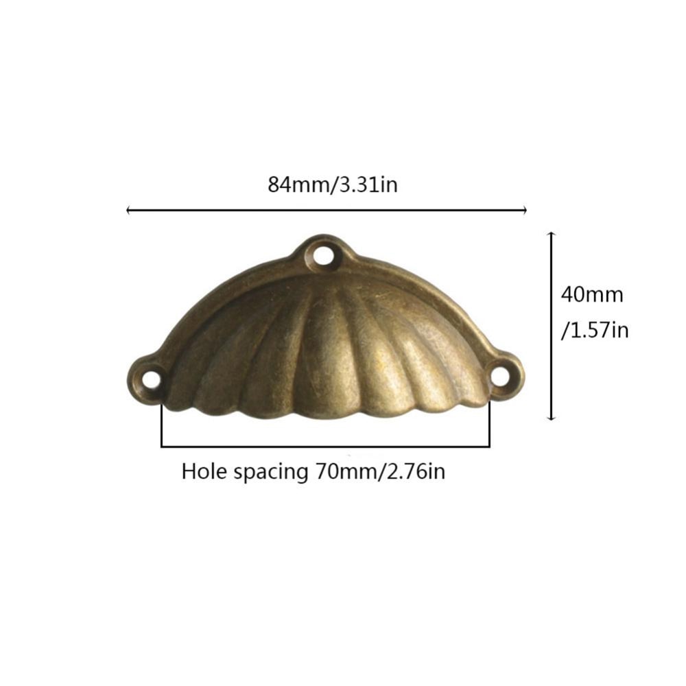 Vintage Shell Cabinet Cup Pull Antique Brass Drawer Handle