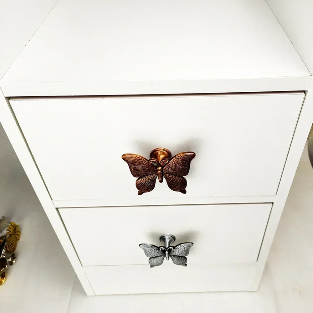 Vintage Butterfly Cabinet Knobs Zinc Alloy Drawer Pulls For Dressers And Wardrobes 2