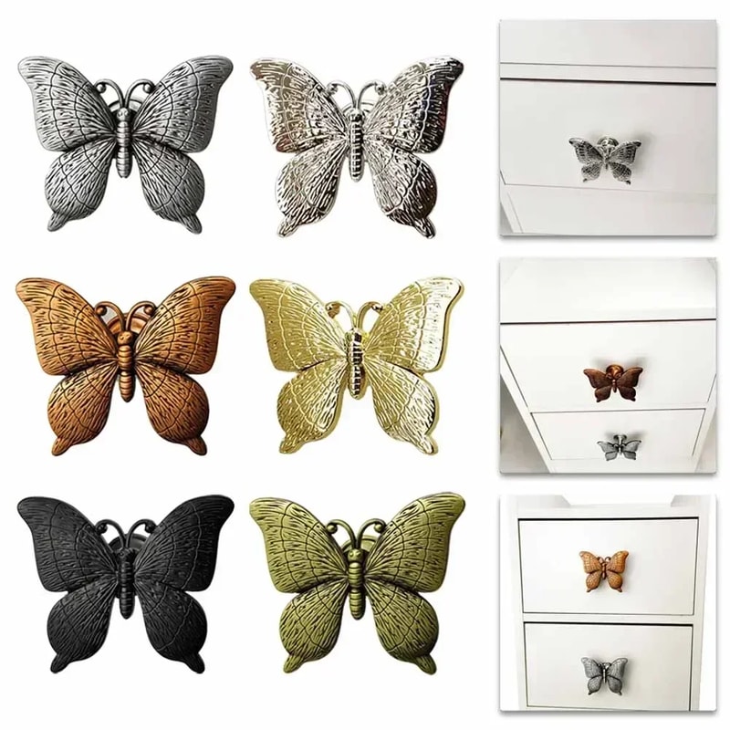 Vintage Butterfly Cabinet Knobs Zinc Alloy Drawer Pulls For Dressers And Wardrobes 5