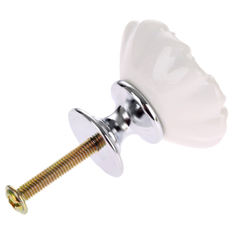Vintage White Ceramic Cabinet Knob Flower Drawer Pull for Kitchen Cabinets and Dressers