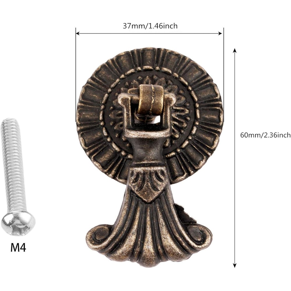 Antique Bronze Ring Pull Handles Set for Drawers and Cabinets