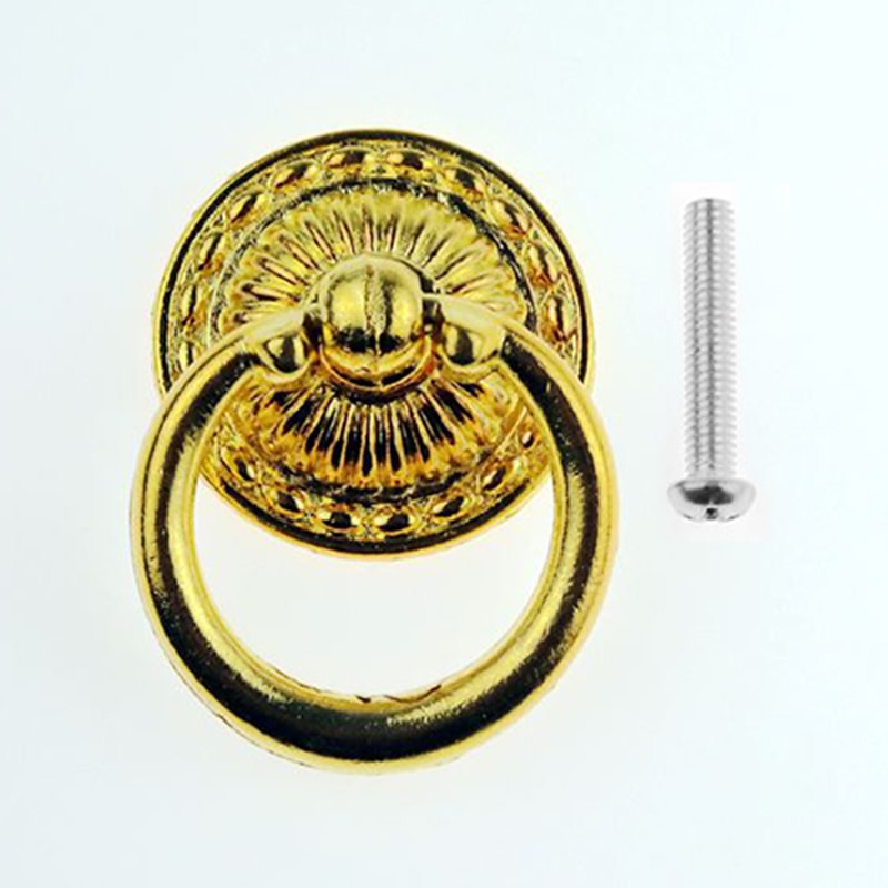 Vintage Ring Pull Cabinet Handle Antique Zinc Alloy Dresser Drawer Knob 9