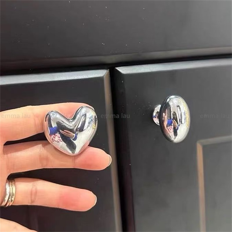 Heart Cabinet Knobs in Chrome for Drawers, Cabinets and Wardrobes