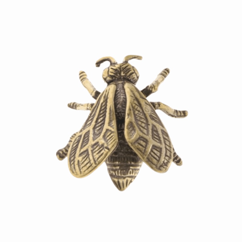 Vintage Bee Brass Cabinet Knob Antique Gold Single Hole Drawer Pull