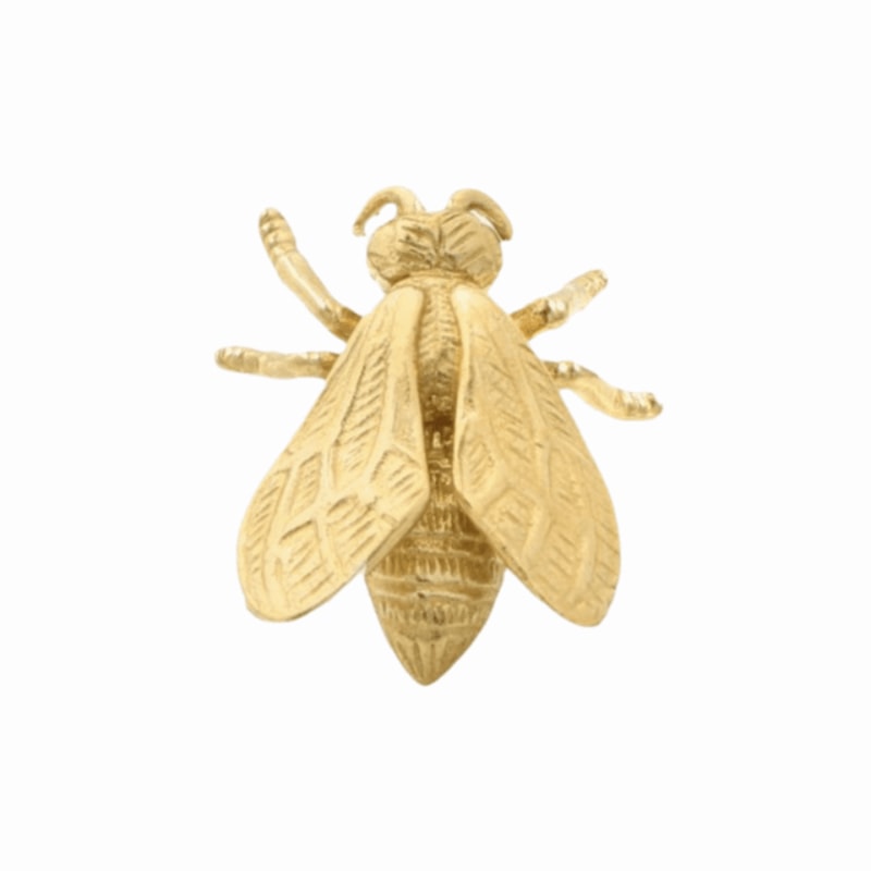 Vintage Bee Brass Cabinet Knob Antique Gold Single Hole Drawer Pull