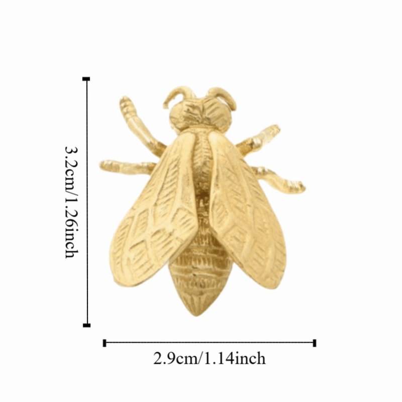 Vintage Bee Brass Cabinet Knob Antique Gold Single Hole Drawer Pull