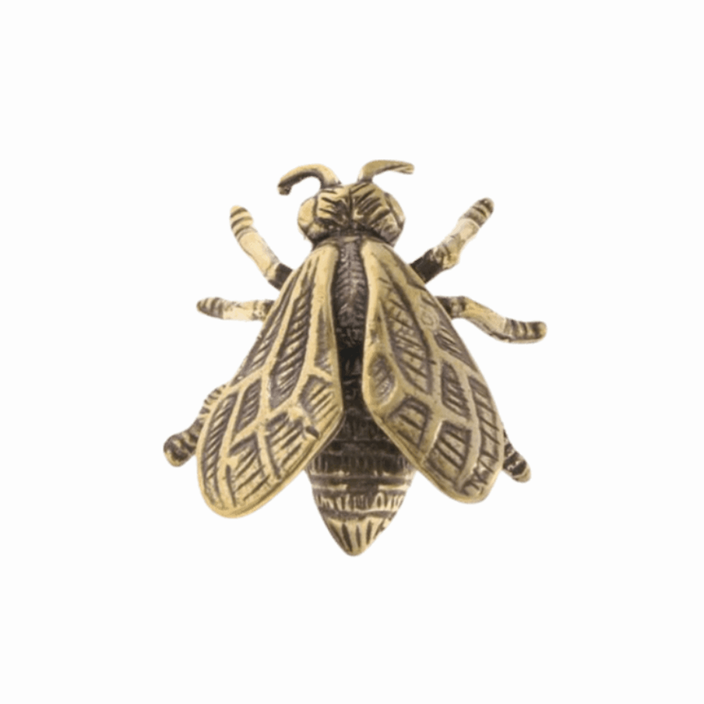 Vintage Bee Brass Cabinet Knob Antique Gold Single Hole Drawer Pull