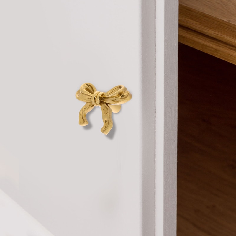 Vintage Brass Bow Cabinet Knob Decorative Drawer Pull