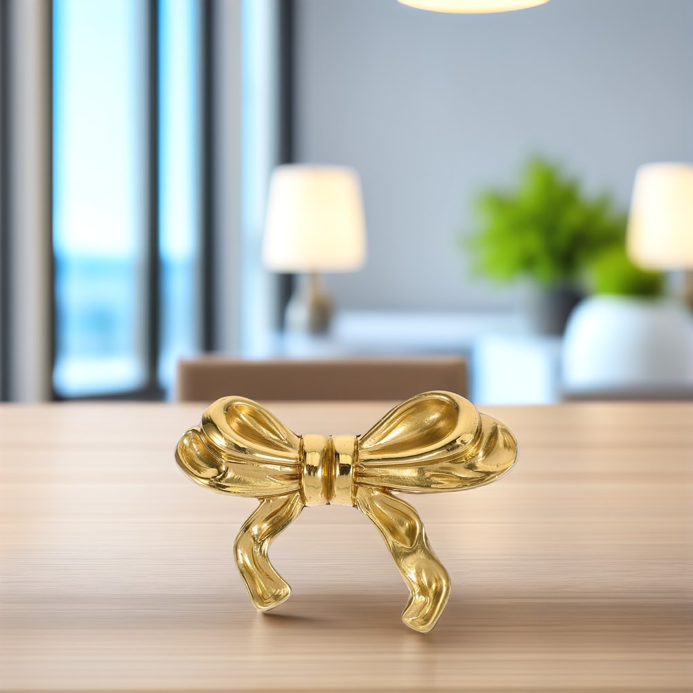 Vintage Brass Bow Cabinet Knob Decorative Drawer Pull