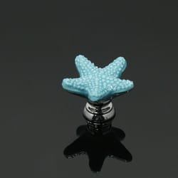 blue starfish ceramic drawer knob coastal cabinet hardware pull