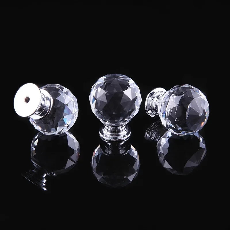 Golden Crystal Cabinet Knobs Set Luxury Glass Drawer Handles For Kitchen Furniture 3