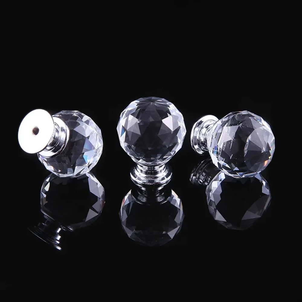 Golden Crystal Cabinet Knobs Set Luxury Glass Drawer Handles For Kitchen Furniture 6