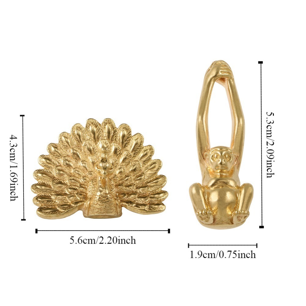Gold Peacock Brass Cabinet Knob Vintage Drawer Pull 4