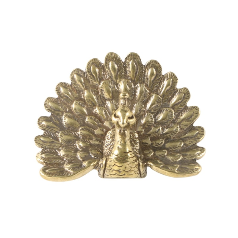 Gold Peacock Brass Cabinet Knob Vintage Drawer Pull 8