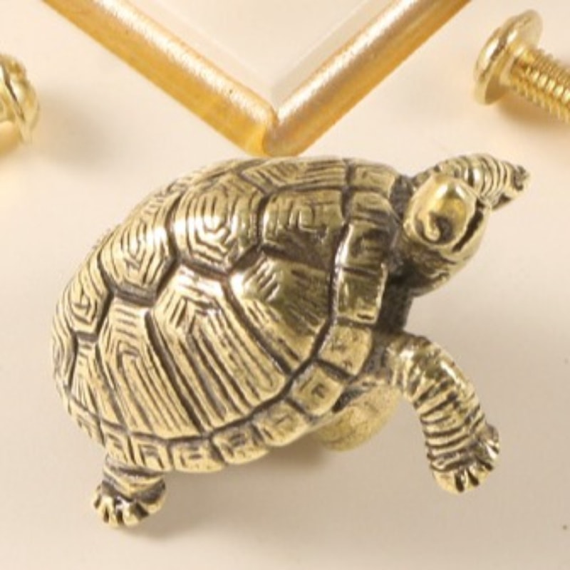 Vintage Turtle Cabinet Knob Brass Gold Drawer Pull