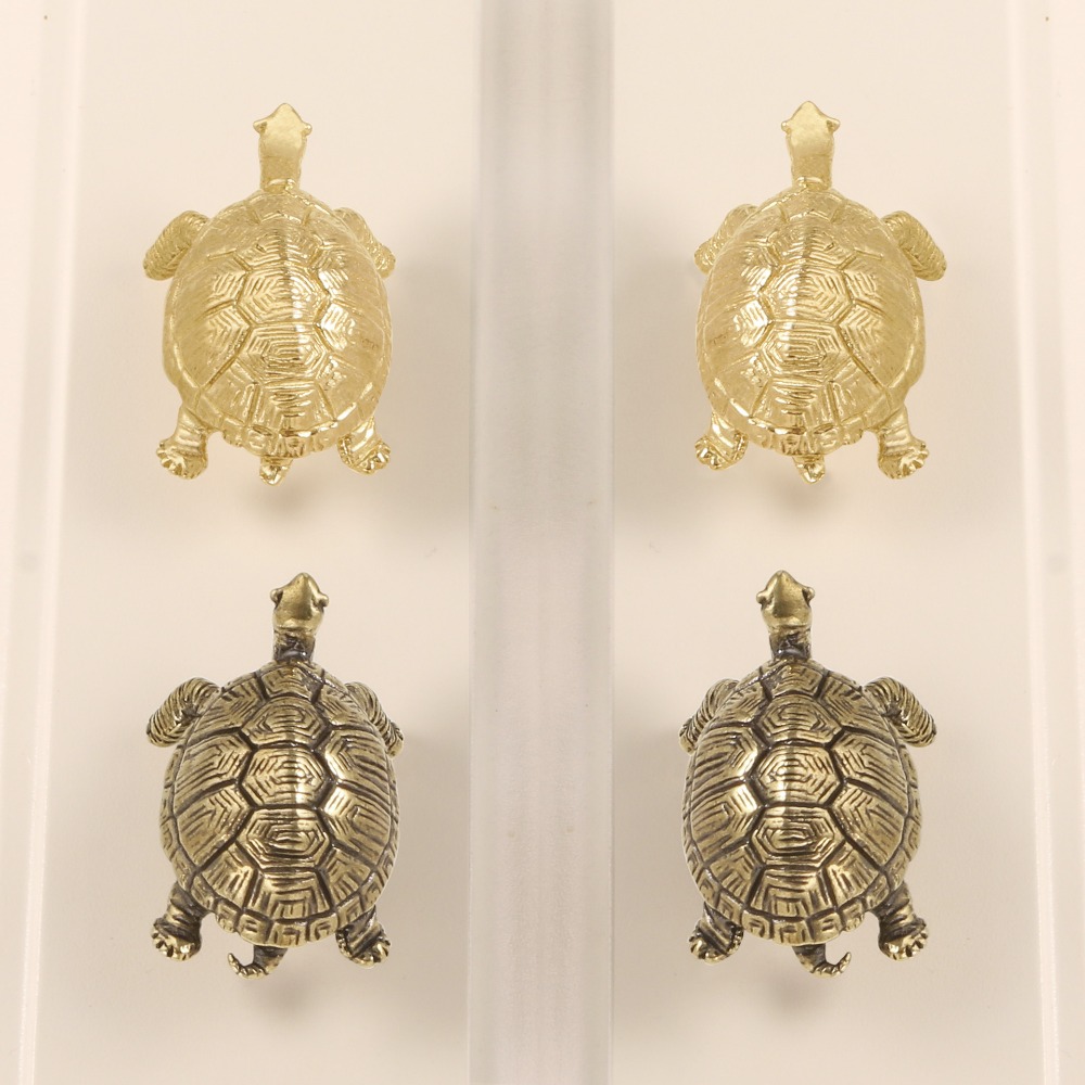 Vintage Turtle Cabinet Knob Brass Gold Drawer Pull