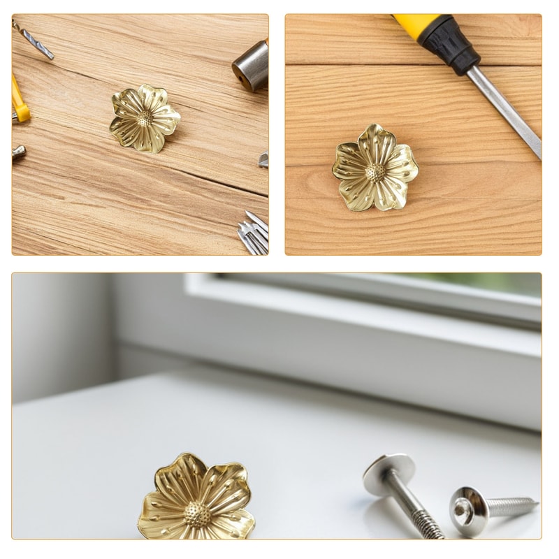 Vintage Brass Flower Cabinet Knob for Drawers and Doors