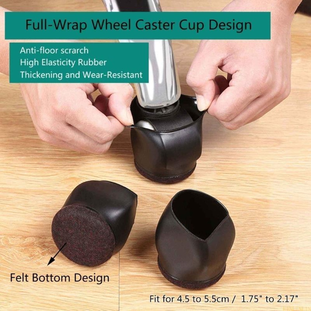 Silicone Felt Chair Caster Cups Floor Protectors Set