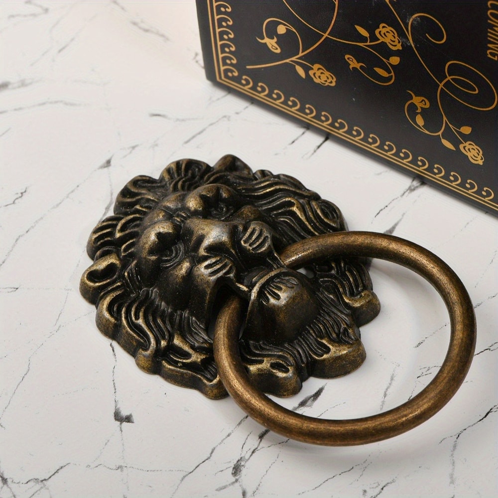 Antique Lion Head Drawer Pulls Set Vintage Cabinet Handles