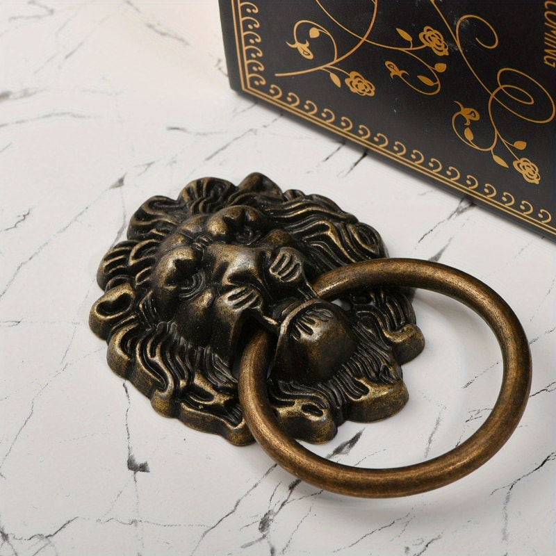 Antique Lion Head Drawer Pulls Set Vintage Cabinet Handles