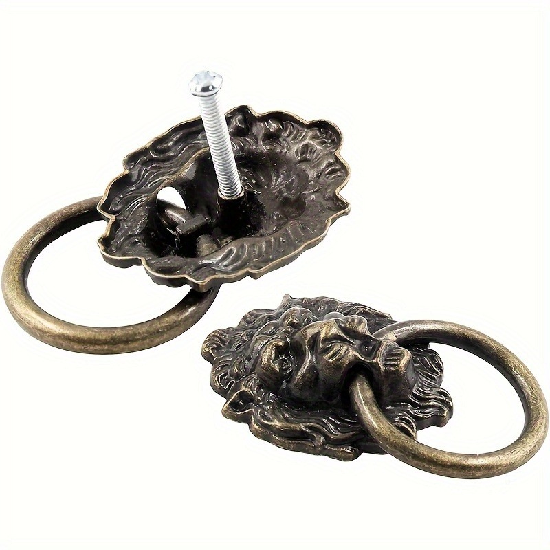 Antique Lion Head Drawer Pulls Set Vintage Cabinet Handles