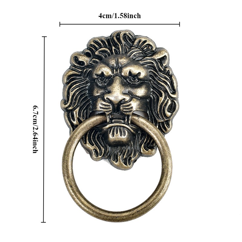 Antique Lion Head Drawer Pulls Set Vintage Cabinet Handles