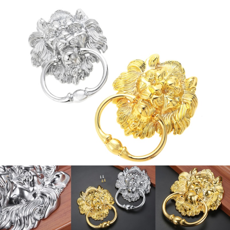 Lion Head Furniture Handle Vintage Drop Ring Door Pull