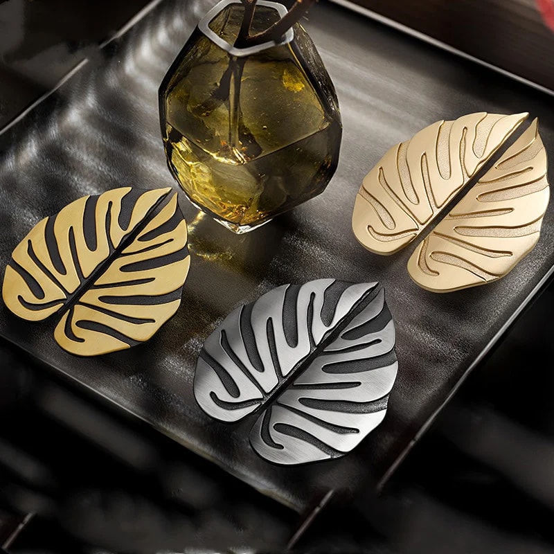 Leaf Handle Black Gold Leaves Creative Cabinet Handles Elegant Wardrobe Door Drawer Knobs For Luxu 4
