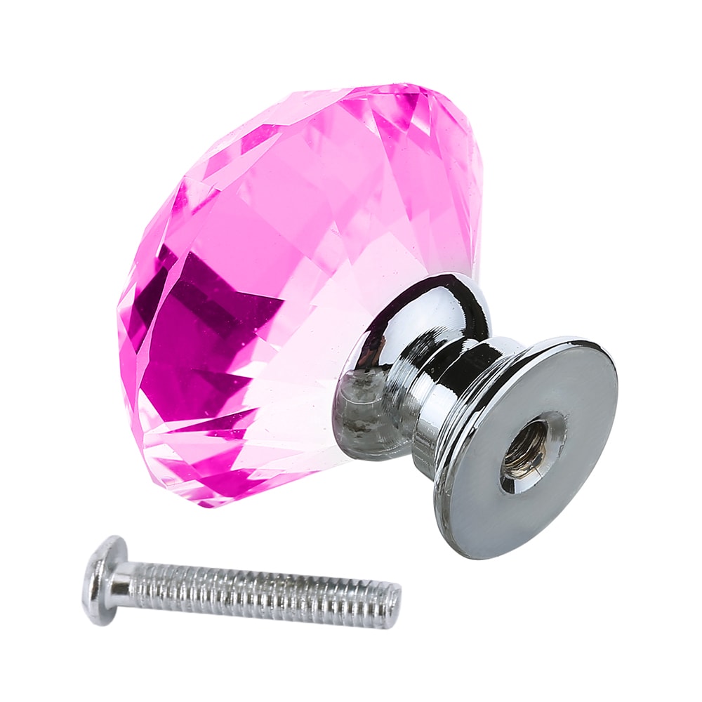 Pink Acrylic Crystal Drawer Pull Handles Diamond Shaped Cabinet Knobs for Furniture